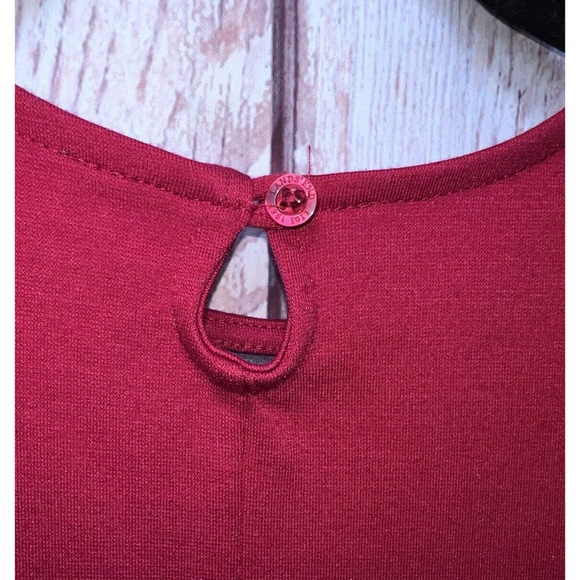 Lands End A-Line Red Sequin Neck Stretch Knee Length Holiday Xmas Dress S 7/8 - Picture 4 of 5